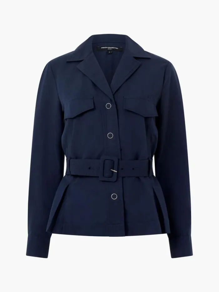 Woman French Connection Coats and Jackets Elkie Twill Belted Jacket Marine