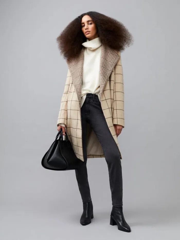 Woman French Connection Coats and Jackets Fran Wool Belted Coat Taupe Mel