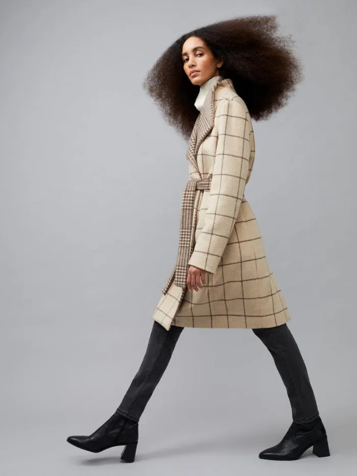 Woman French Connection Coats and Jackets Fran Wool Belted Coat Taupe Mel