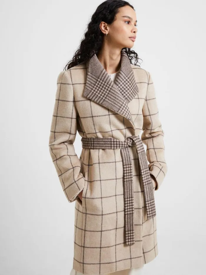 Woman French Connection Coats and Jackets Fran Wool Belted Coat Taupe Mel