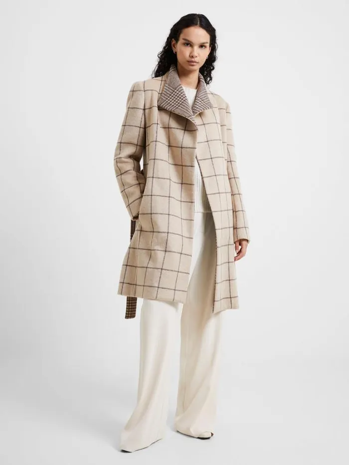 Woman French Connection Coats and Jackets Fran Wool Belted Coat Taupe Mel
