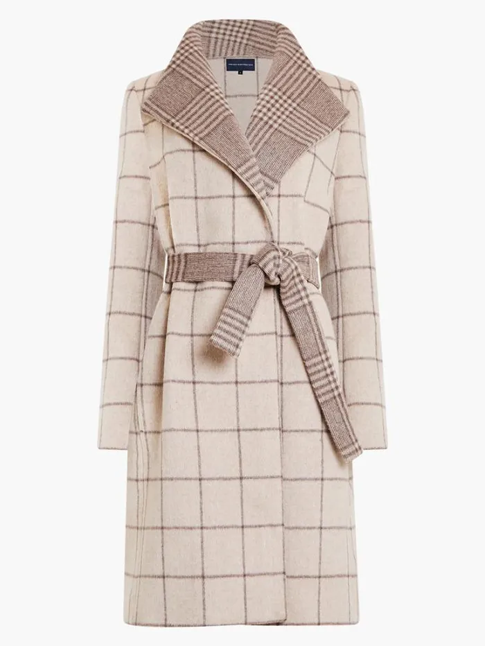 Woman French Connection Coats and Jackets Fran Wool Belted Coat Taupe Mel