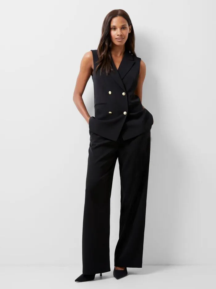 Woman French Connection Coats and Jackets Harrie Tailored Double Breasted Waistcoat Blackout