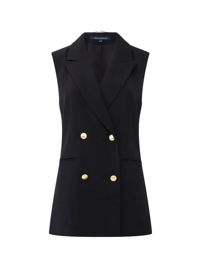 Woman French Connection Coats and Jackets Harrie Tailored Double Breasted Waistcoat Blackout