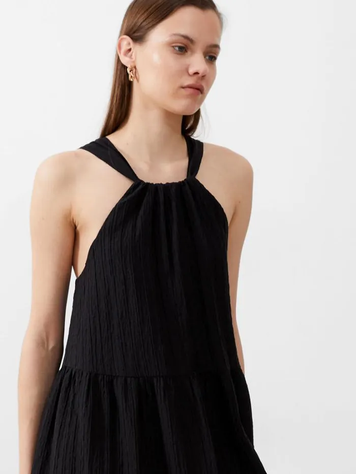 Woman French Connection Dresses Aleska Textured Midaxi Dress Black