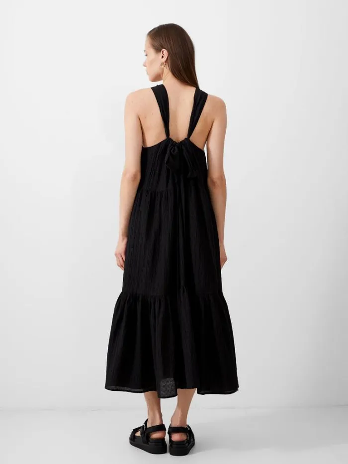 Woman French Connection Dresses Aleska Textured Midaxi Dress Black