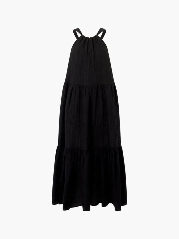 Woman French Connection Dresses Aleska Textured Midaxi Dress Black