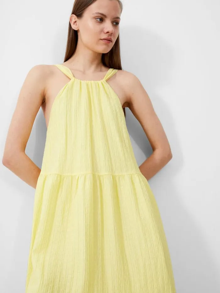Woman French Connection Dresses Aleska Textured Midaxi Dress Lemon Gelato