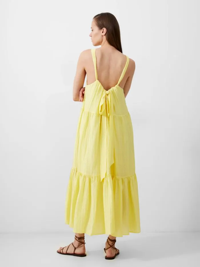Woman French Connection Dresses Aleska Textured Midaxi Dress Lemon Gelato