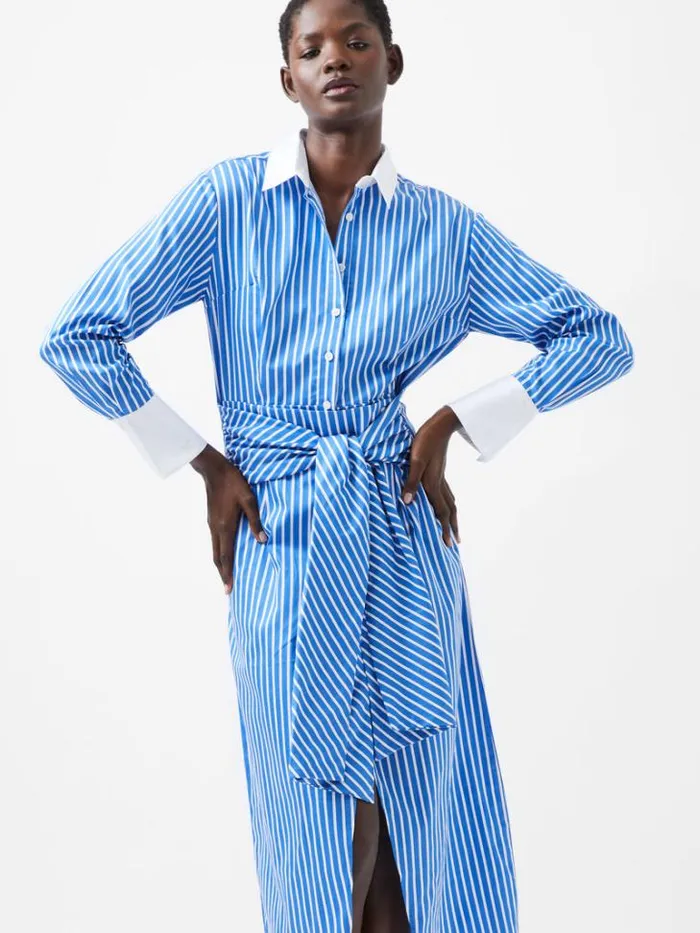 Woman French Connection Dresses Alexis Shirt Dress Whiteblue