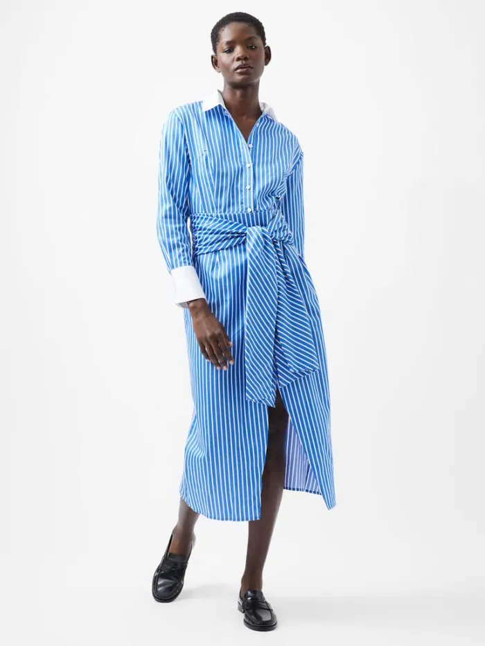 Woman French Connection Dresses Alexis Shirt Dress Whiteblue