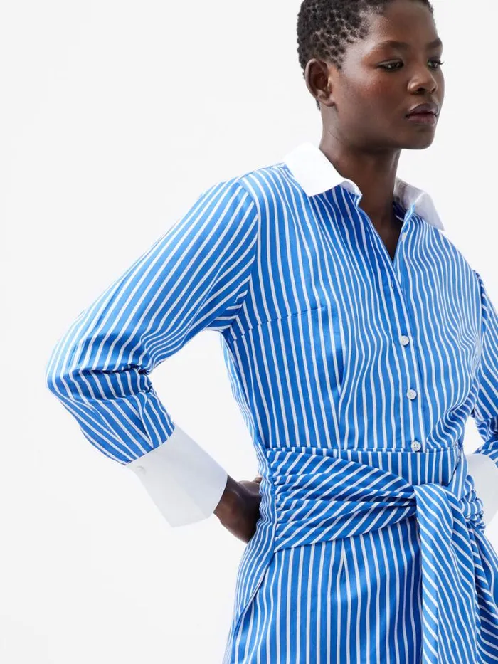 Woman French Connection Dresses Alexis Shirt Dress Whiteblue