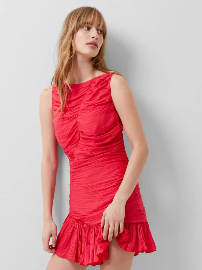 Woman French Connection Dresses Althea Satin Ruched Mini Dress Azalea