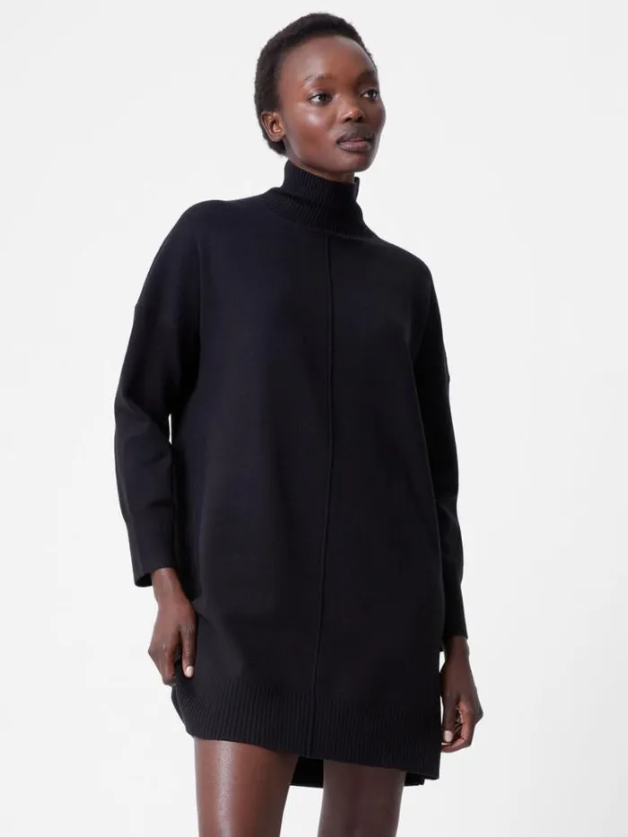 Woman French Connection Dresses Babysoft Roll Neck Seam Mini Dress Black