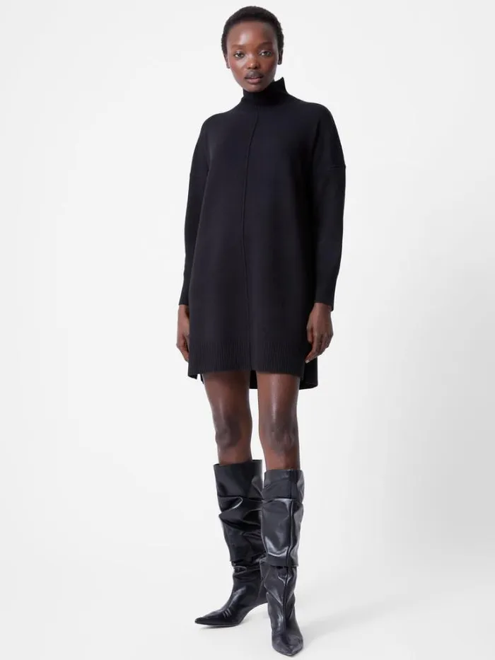 Woman French Connection Dresses Babysoft Roll Neck Seam Mini Dress Black