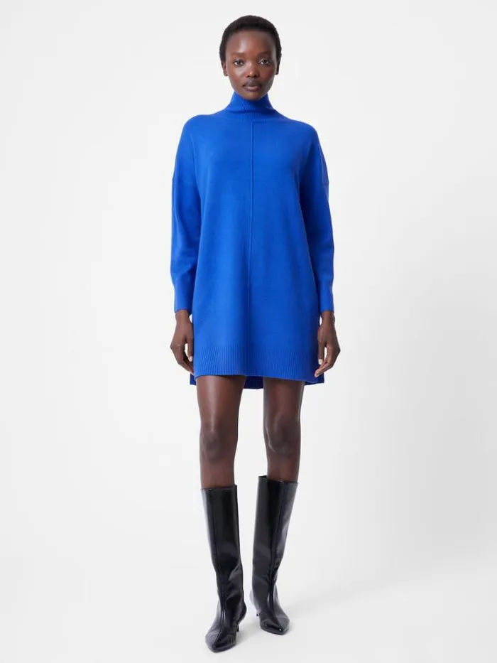 Woman French Connection Dresses Babysoft Roll Neck Seam Mini Dress Cobalt