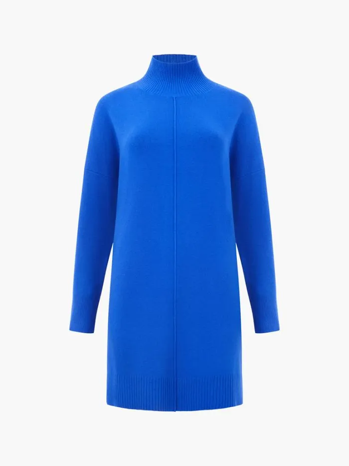 Woman French Connection Dresses Babysoft Roll Neck Seam Mini Dress Cobalt