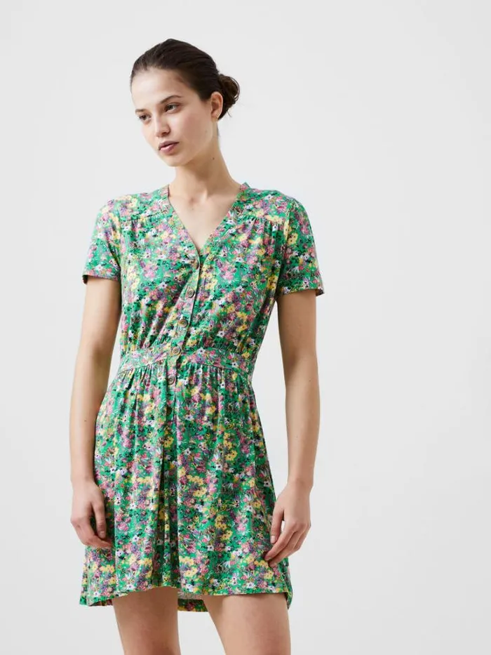 Woman French Connection Dresses Blossom Vee Mini Dress Poise Green
