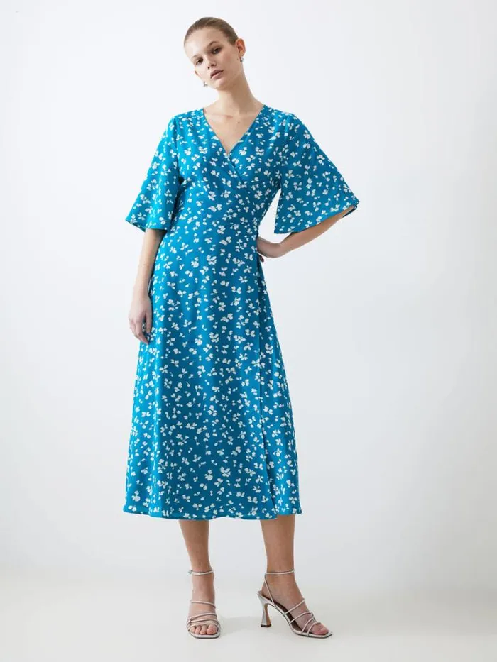 Woman French Connection Dresses Bonita Wrap Angel Dress Peacockwhite