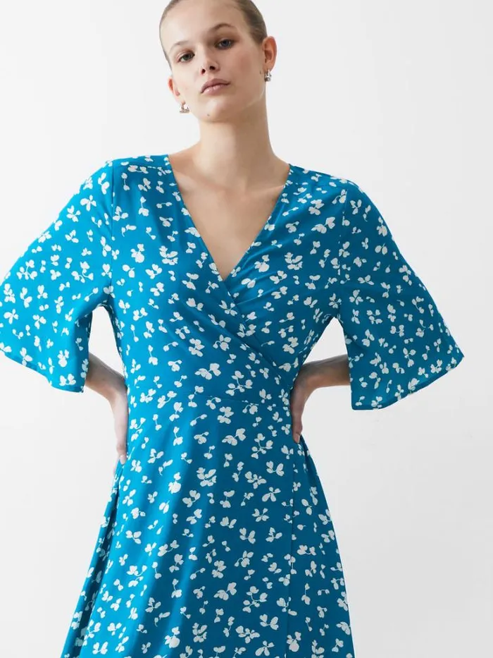 Woman French Connection Dresses Bonita Wrap Angel Dress Peacockwhite