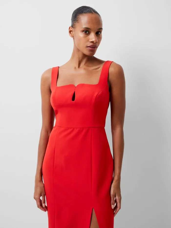 Woman French Connection Dresses Echo Crepe Keyhole Midi Dress True Red