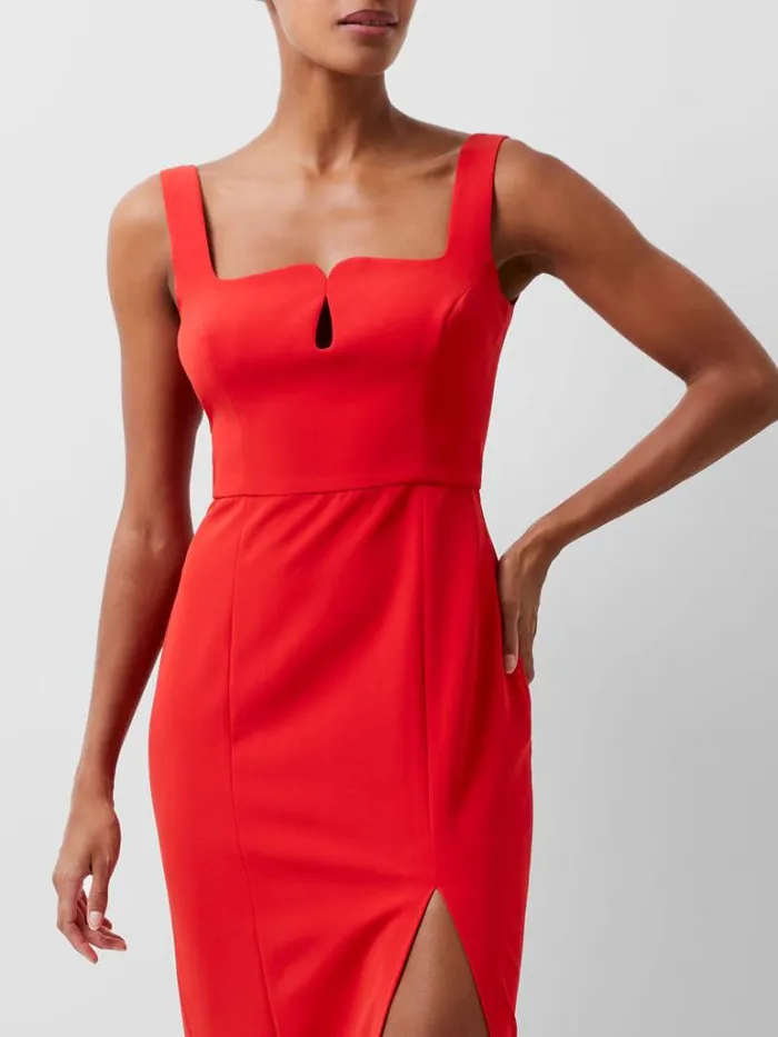 Woman French Connection Dresses Echo Crepe Keyhole Midi Dress True Red