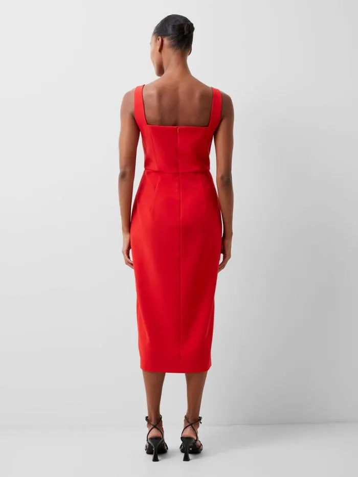 Woman French Connection Dresses Echo Crepe Keyhole Midi Dress True Red