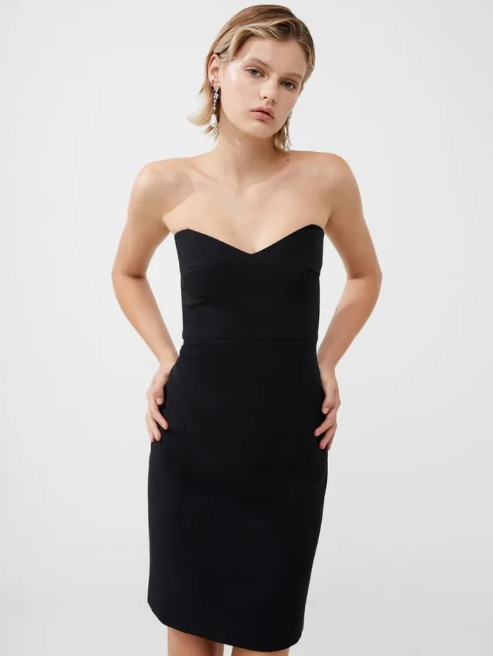 Woman French Connection Dresses Echo Crepe Mini Dress Blackout