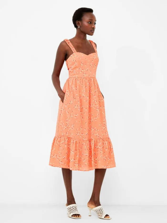 Woman French Connection Dresses Erin Gretta Dress Coral Multi