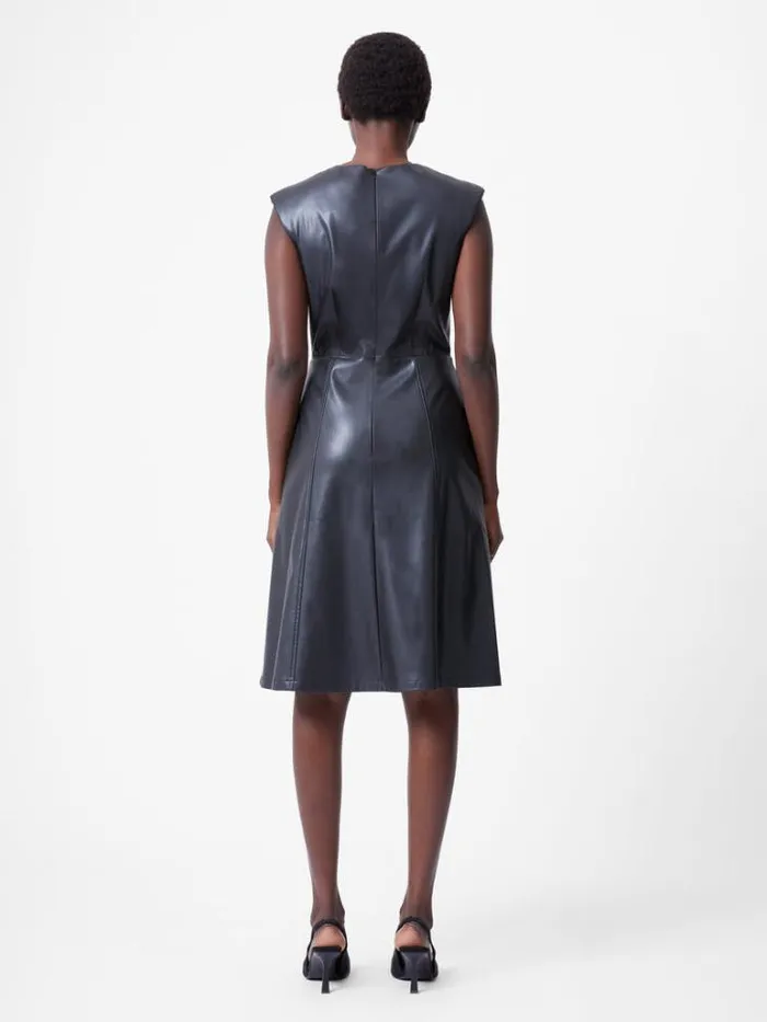 Woman French Connection Dresses Faux Leather Sleeveless Dress Black