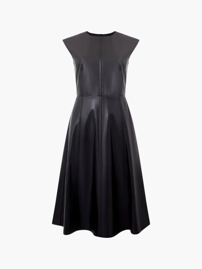 Woman French Connection Dresses Faux Leather Sleeveless Dress Black