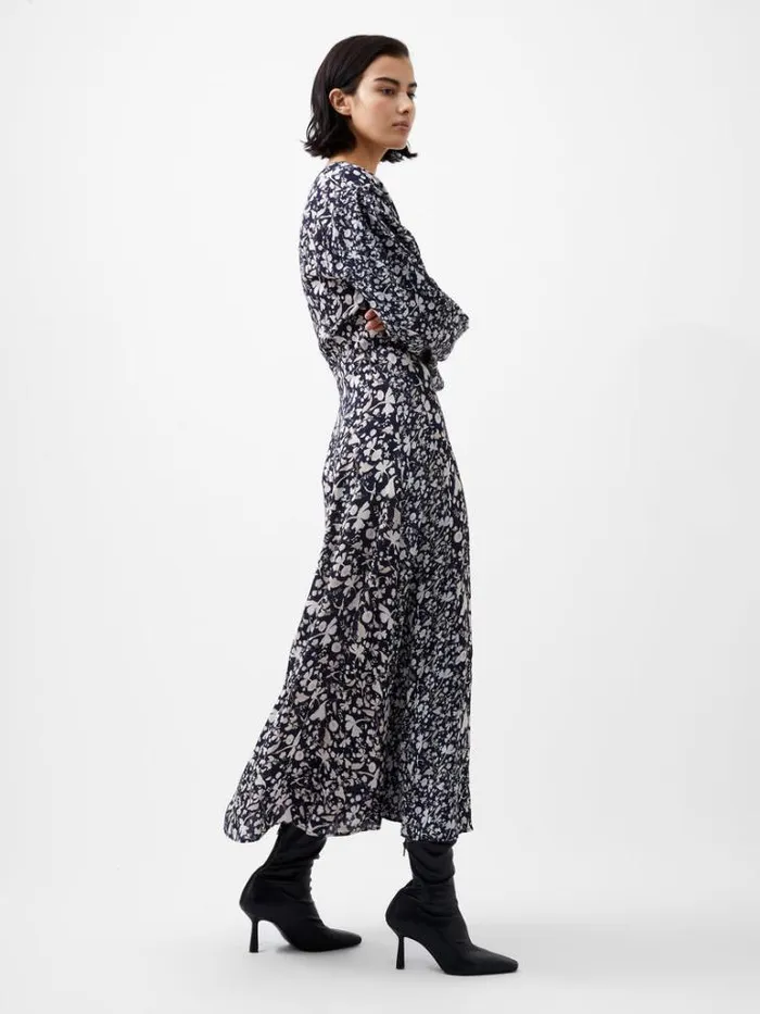Woman French Connection Dresses Jeannie Chiara Drape Midi Dress Utility Bu Multi