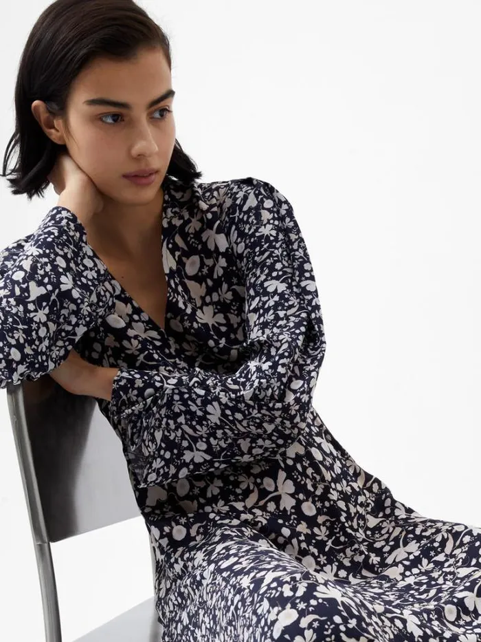 Woman French Connection Dresses Jeannie Chiara Drape Midi Dress Utility Bu Multi