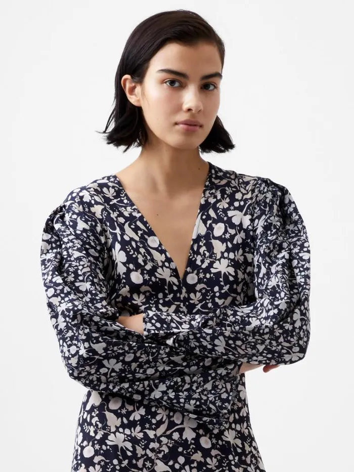 Woman French Connection Dresses Jeannie Chiara Drape Midi Dress Utility Bu Multi