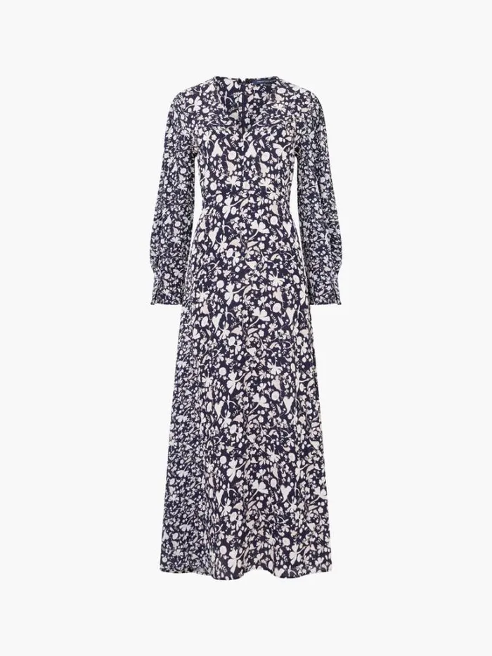 Woman French Connection Dresses Jeannie Chiara Drape Midi Dress Utility Bu Multi