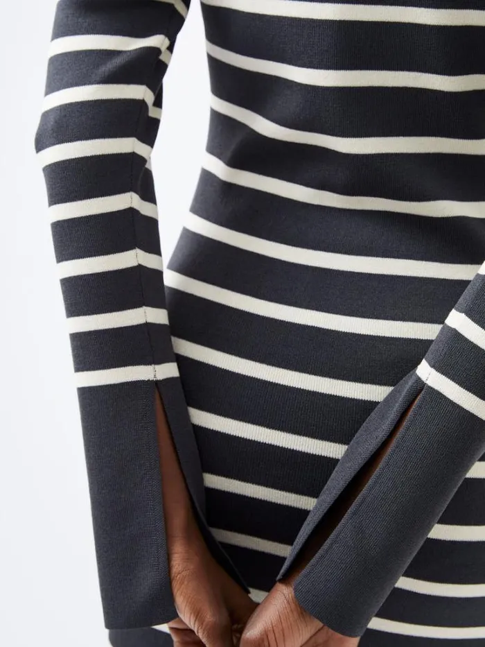 Woman French Connection Dresses Milena Striped Knit Midi Dress Moonlesscream