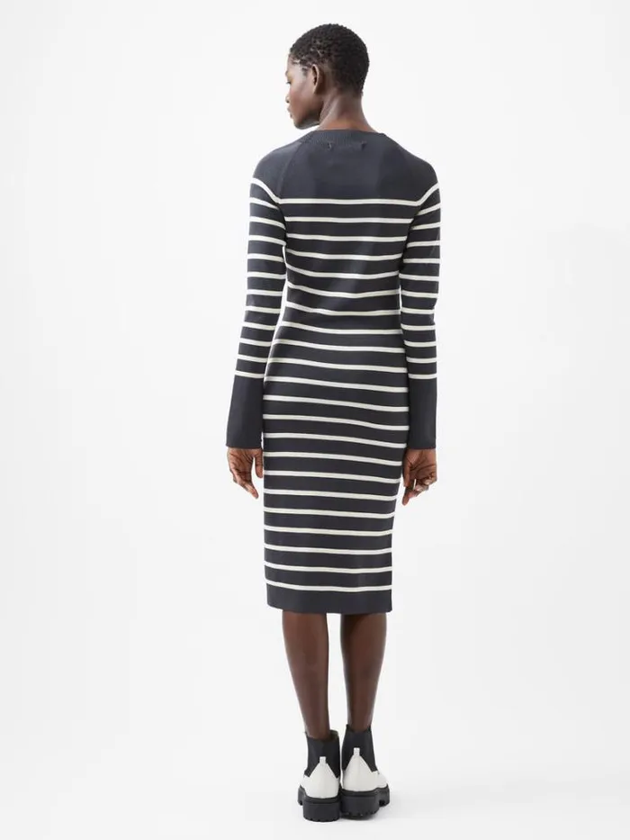 Woman French Connection Dresses Milena Striped Knit Midi Dress Moonlesscream
