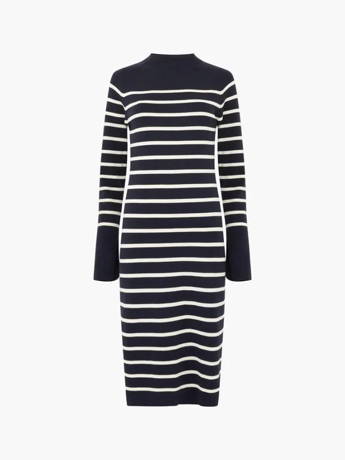 Woman French Connection Dresses Milena Striped Knit Midi Dress Moonlesscream