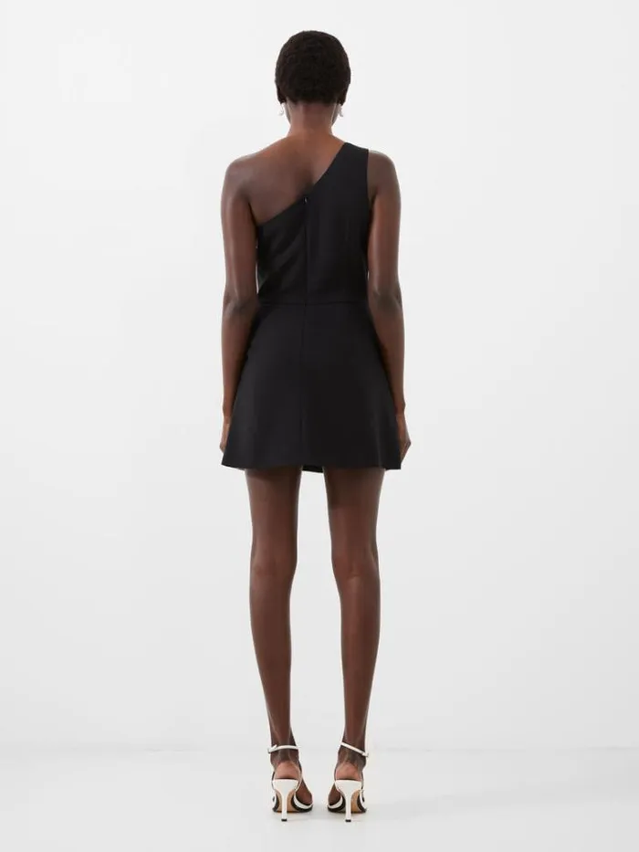 Woman French Connection Dresses One Shoulder Tiered Mini Dress Black