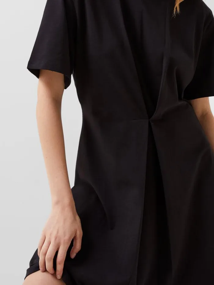 Woman French Connection Dresses Rallie Cotton Box Pleat TShirt Mini Dress Blackout