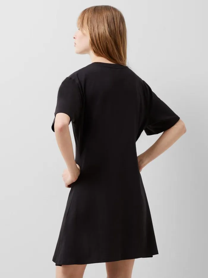 Woman French Connection Dresses Rallie Cotton Box Pleat TShirt Mini Dress Blackout