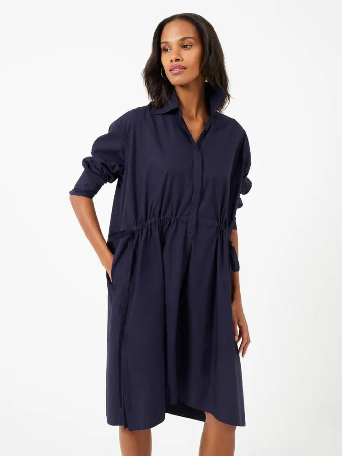 Woman French Connection Dresses Rhodes Poplin Shirt Dress Marine