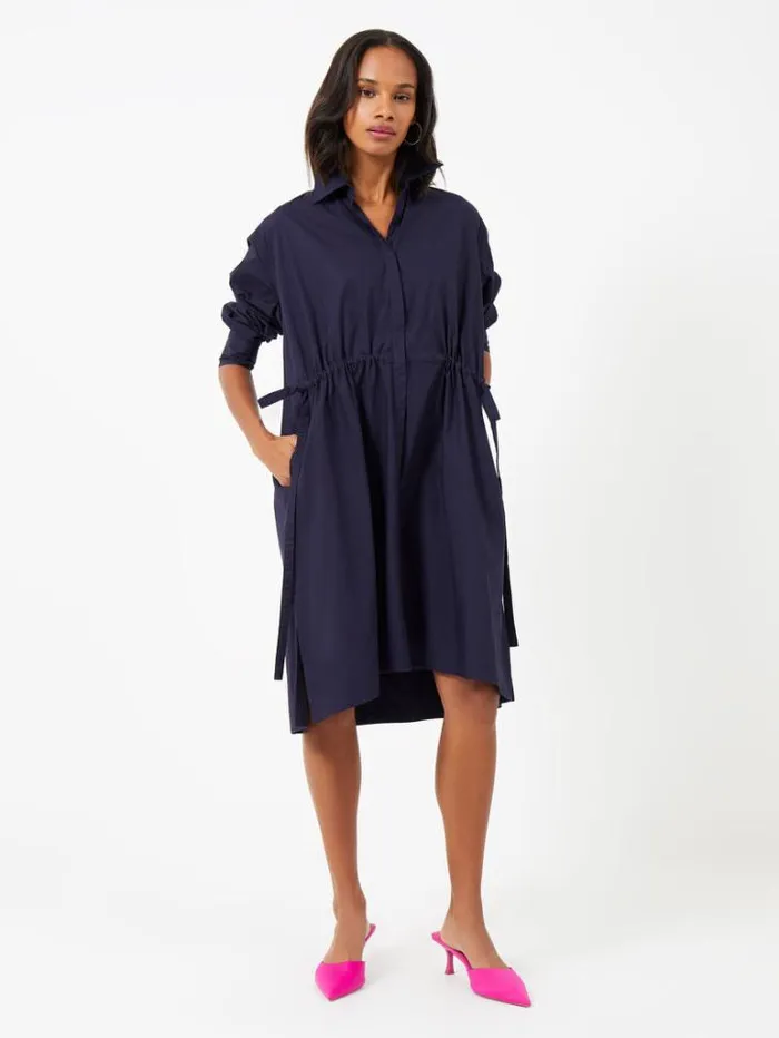 Woman French Connection Dresses Rhodes Poplin Shirt Dress Marine
