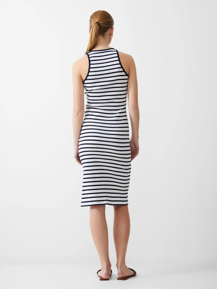 Woman French Connection Dresses Ribbed Racer Stripe Dress Dk Navywhite