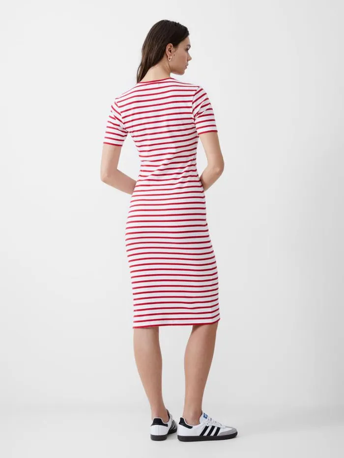 Woman French Connection Dresses Stripe Rib Dress Poppywhite