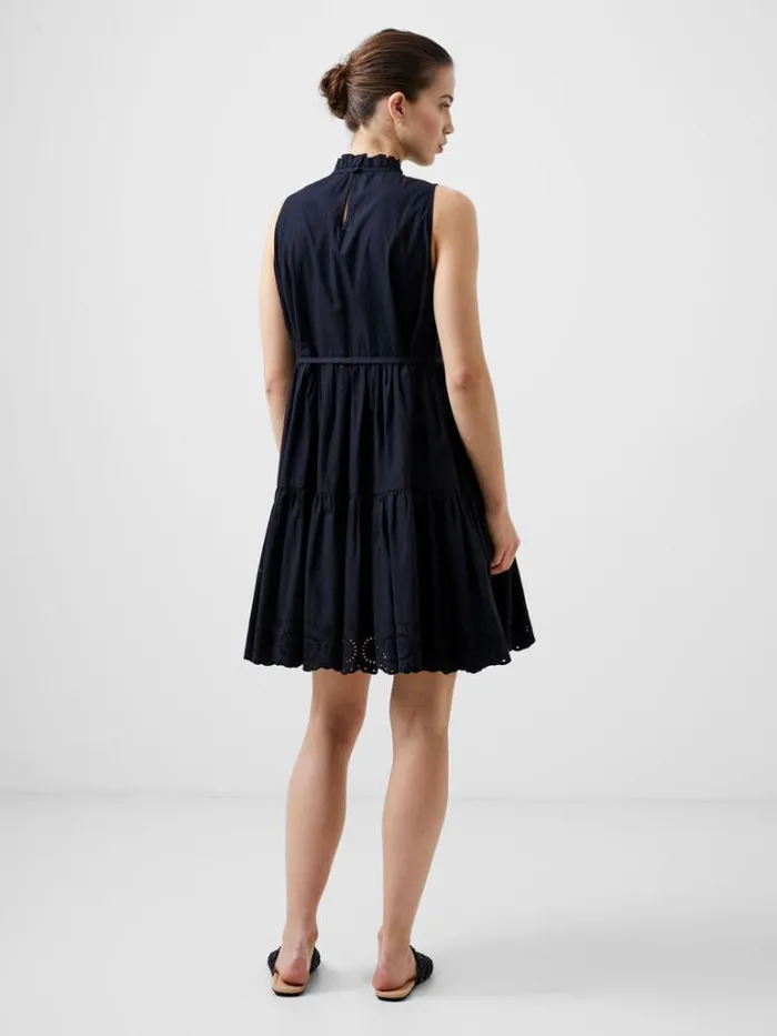 Woman French Connection Dresses Tiered Broderie Mix Dress Black
