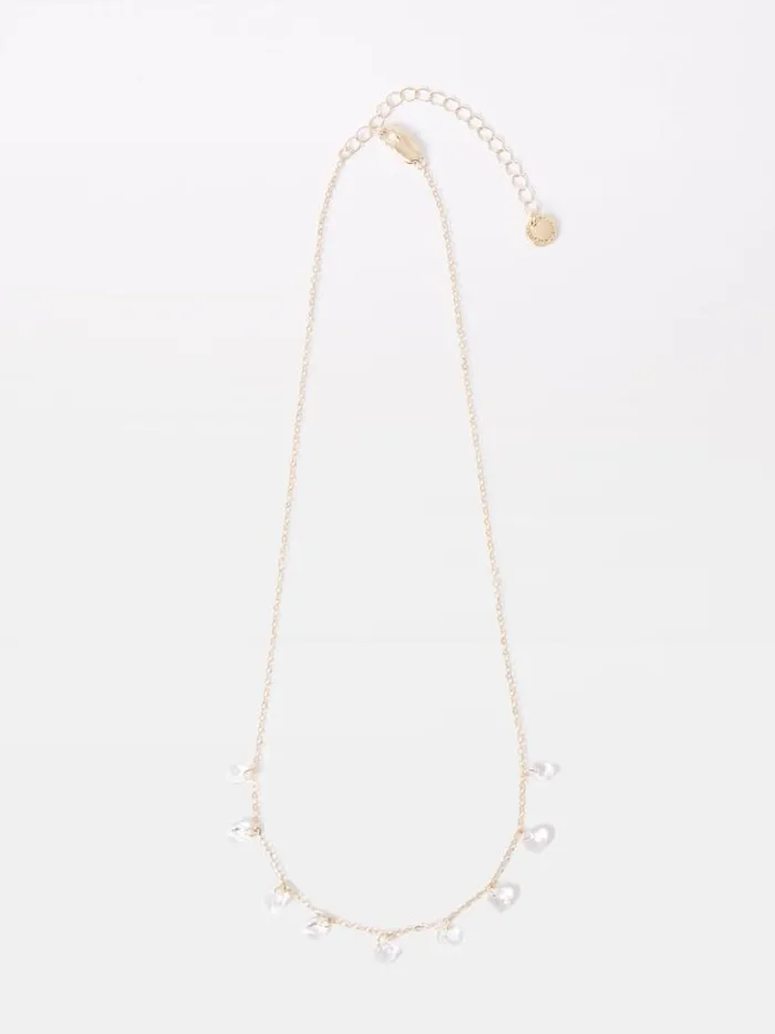 Woman French Connection Jewellery Crystal Drop Necklace Goldclear