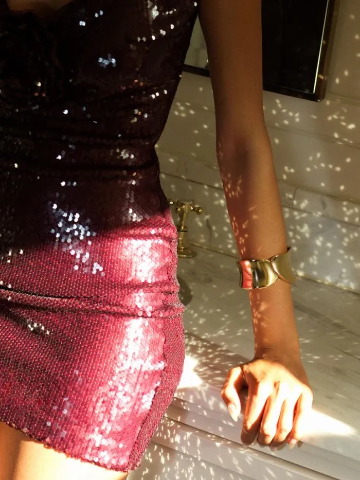 Woman French Connection Jewellery Curved Wide Cuff Gold
