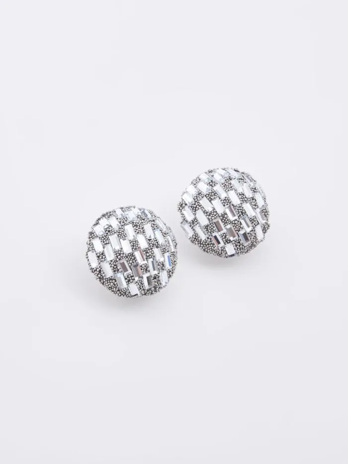 Woman French Connection Jewellery Disco Ball Stud Earrings Silver