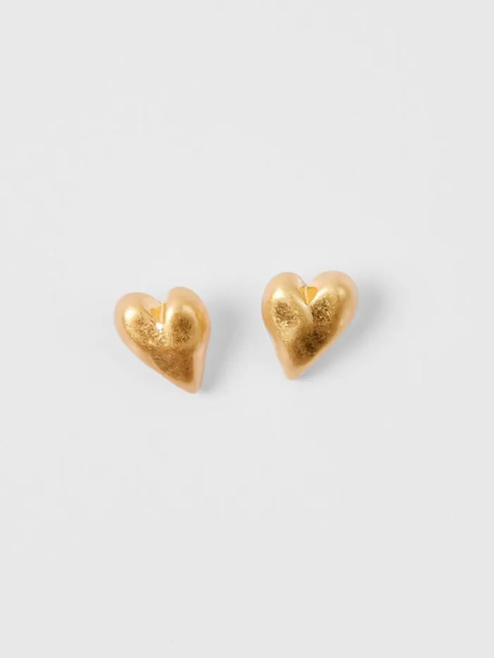 Woman French Connection Jewellery Small Heart Stud Earrings Gold